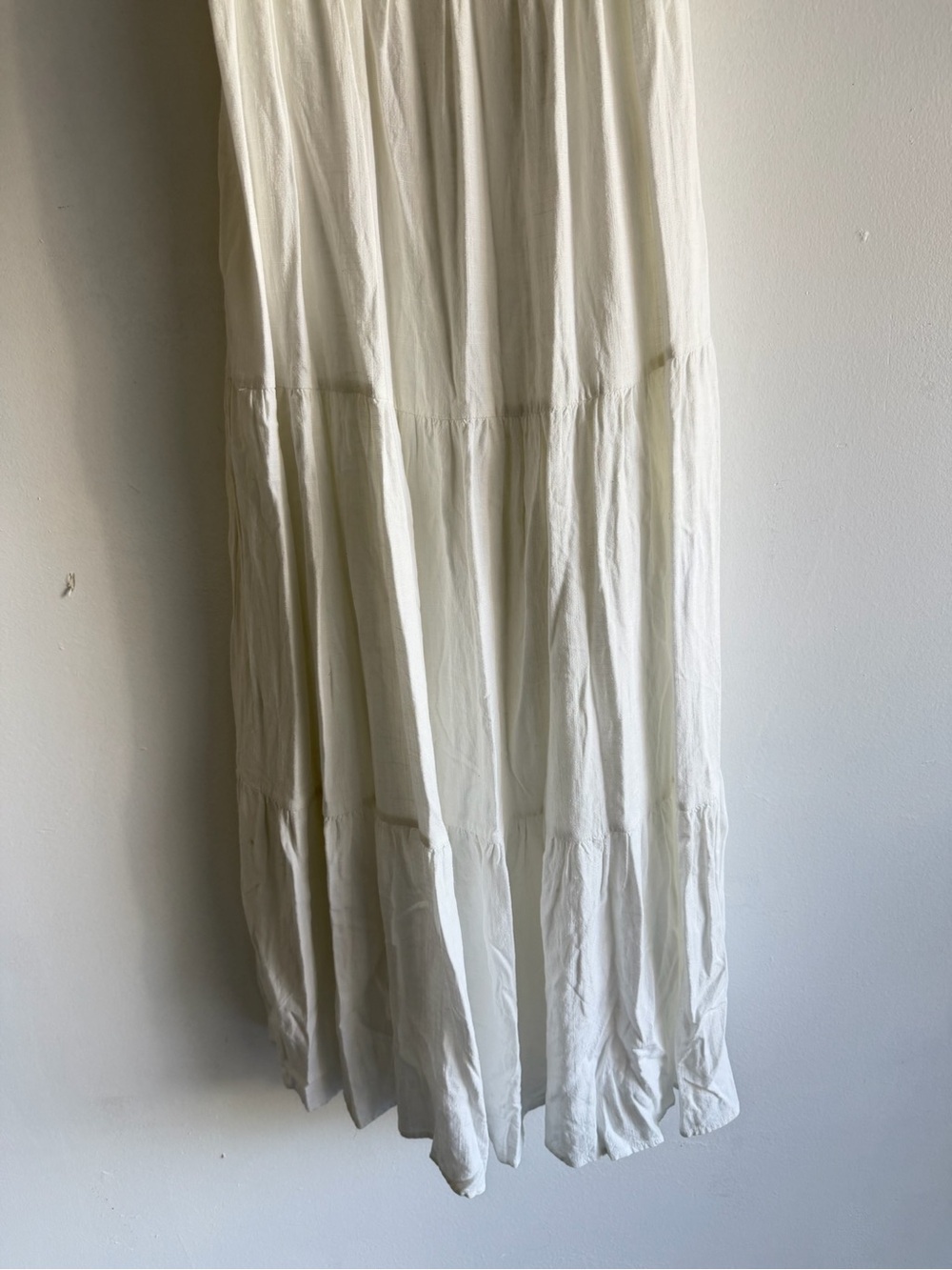 NIA White Linen Blend Tie Strap Maxi Dress Size Small Coastal Boho 8326 - Picture 5 of 11